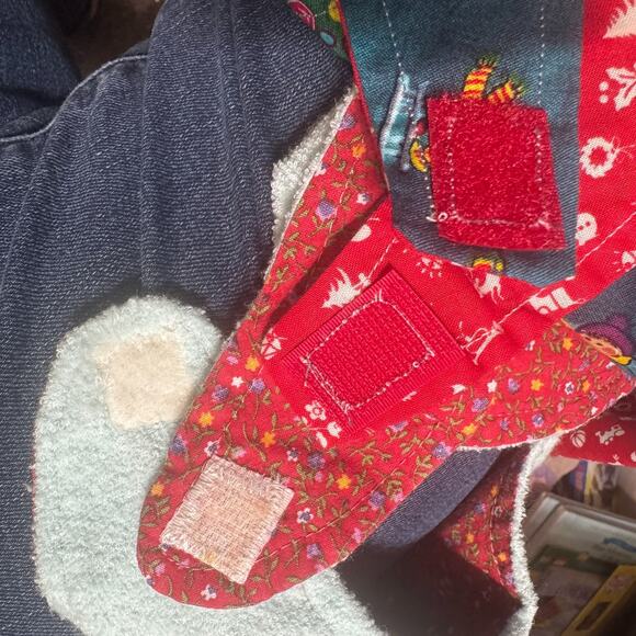 2 Baby Bibs Reversible Handmade Long Christmas Calico Flannel - Picture 7 of 7